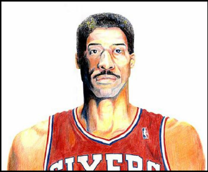 Sketch of Dr J colored pencils on illustrator board.