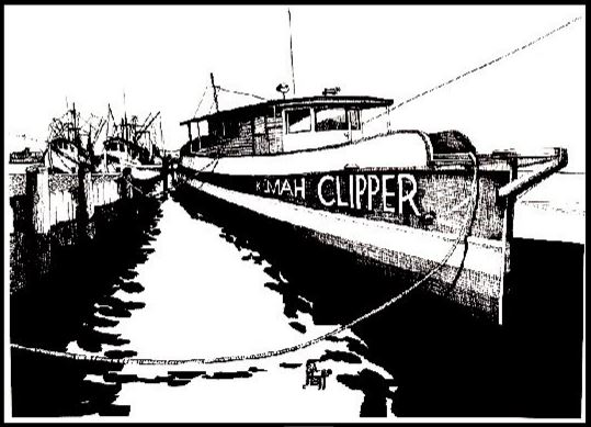 Pen & Ink drawing of the kemah clipper