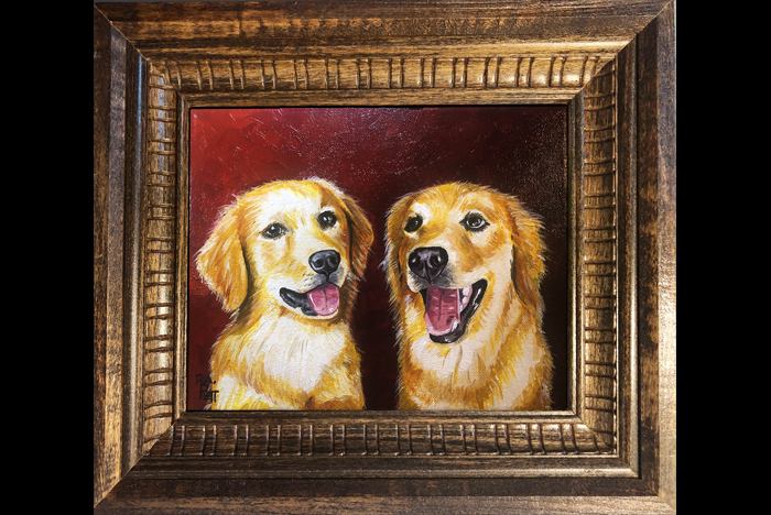 Golden Retrievers in Oil Paint