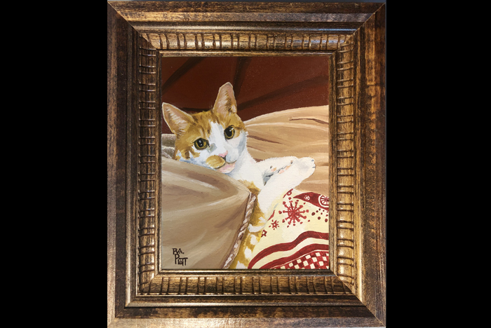 Oil painting of Pumpkin Platt kitty.