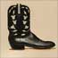 An oil painting of a custom black roper boots made in Texas'.